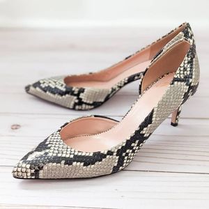 J Crew Lucie D'Orsay Snakeskin Heeled Pumps 7